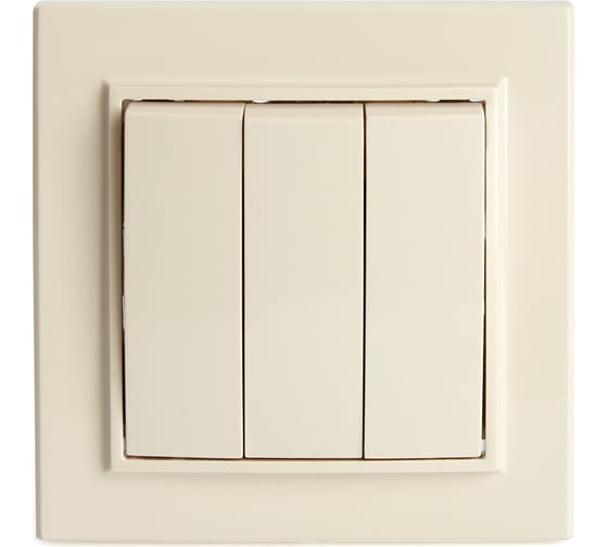 Изображение товара 3-клавишный выключатель STEKKER psw10-9007-02, 250в, 10а, серия эрна, слоновая кость, 39923