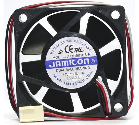 Изображение товара Вентилятор Jamicon JF0615B1H 60х60х15 12В с разъемом 2 конт.MOLEX 5239-2(PHU-2) С00035580