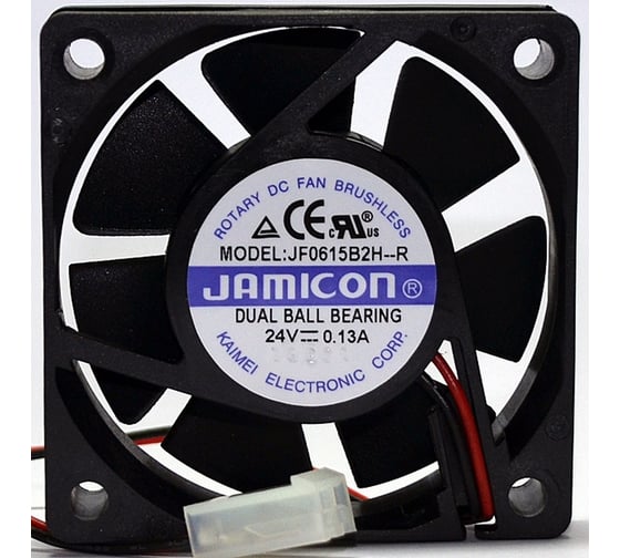 Изображение товара Вентилятор Jamicon JF0615B2H 60х60х15 24В с разъемом 2 конт.MOLEX 5239-2(PHU-2) С00037093