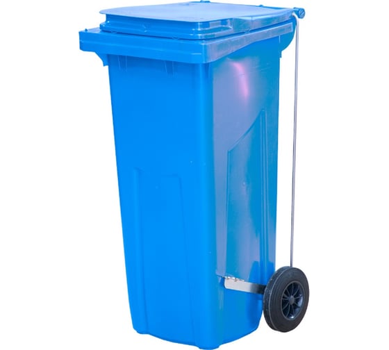 Изображение товара Мусорный контейнер Тара.ру п/э, 120 л, с педальным приводом Г-образным, синий 09204