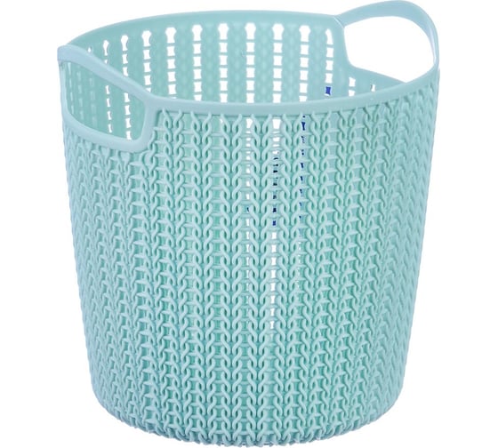Изображение товара Круглая корзинка с ручками VETTA вязаная, пластик, 16.5x16 см 406-122