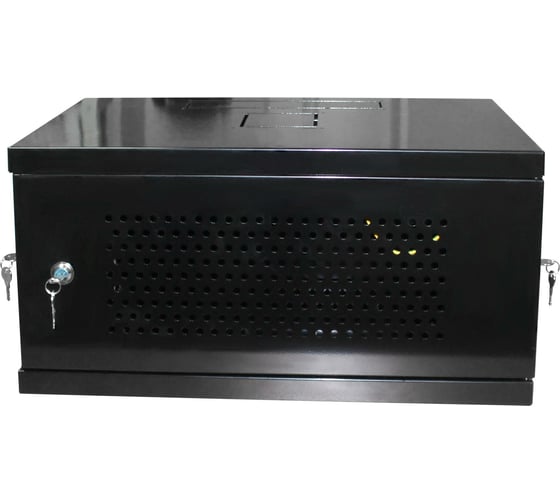 Изображение товара Настенный разборный шкаф КДДС 19", 6u, перфорированная дверь, 600x450, черный УТ-00001095