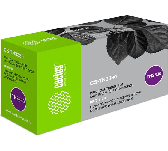 Изображение товара Лазерный картридж Cactus tn-3330 черный, 3000 страниц, для brother hl-5440d/5450dn/5470dw/6180 CS-TN3330 807022