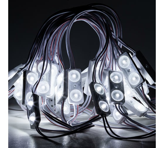 Изображение товара Светодиодный модуль MAKSILED 0.96вт, 24в, ip67, smd2835 2led, 160лм, холодный белый, 40 шт./упаковка ML-M2SM-L-2835-СW-24V