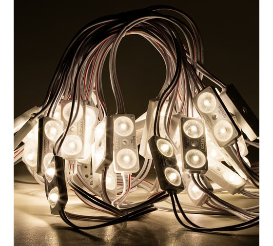 Изображение товара Светодиодный модуль MAKSILED 0.96вт, 24в, ip67, smd2835 2led, 160лм, теплый белый, 40 шт./упаковка ML-M2SM-L-2835-WW-24V