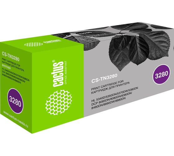 Изображение товара Лазерный картридж Cactus tn-3280 черный, 8000 страниц, для brother dcp-8085/8085dn/hl-5340/534 CS-TN3280 807021