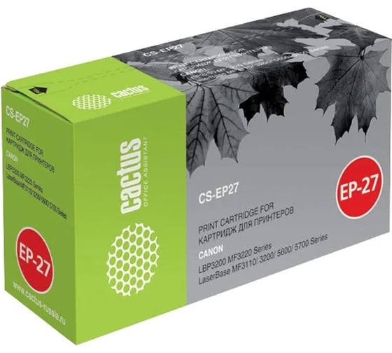 Изображение товара Лазерный картридж Cactus ep-27 черный, 2500 страниц, для canon lbp3200/mf3220/3110/3200/5600 CS-EP27S 943988