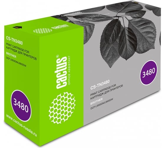 Изображение товара Лазерный картридж Cactus tn-3480 черный, 8000 страниц, для brother dcp l5500dn/ l6600dw CS-TN3480 489825