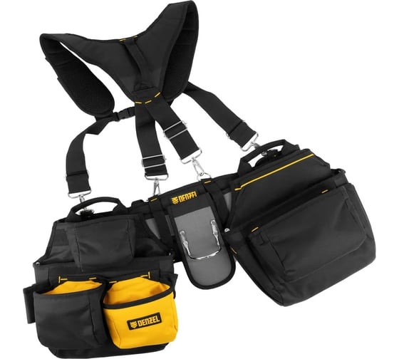 Изображение товара Усиленный пояс монтажника с лямками Denzel сумки поясные, держатель для молотка 90290