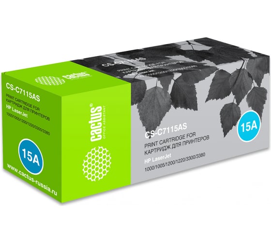 Изображение товара Картридж лазерный CS-C7115AS C7115A черный (2500стр.) для HP LJ 1000/1005/1200 Cactus 943991