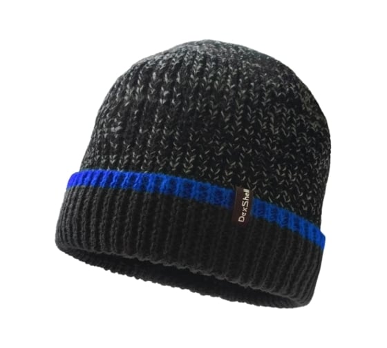 Изображение товара Водонепроницаемая шапка Dexshell Cuffed Beanie, DH353BLU черная с синей полоской, р. S/M DH353BLUSM