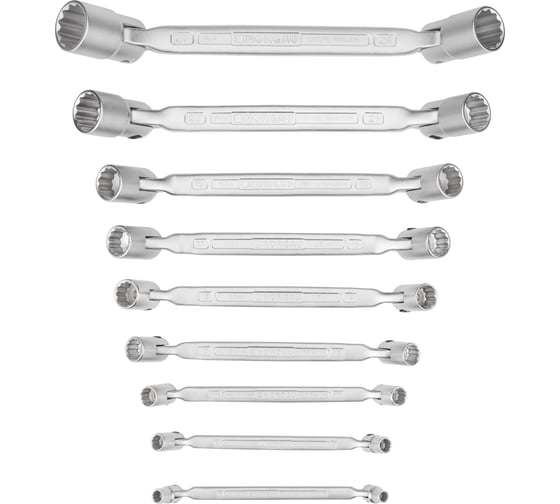 Изображение товара Набор 12-гранных двусторонних шарнирных ключей NORGAU NBS34-009 6x7-24x27 мм, 9 шт. 060510709