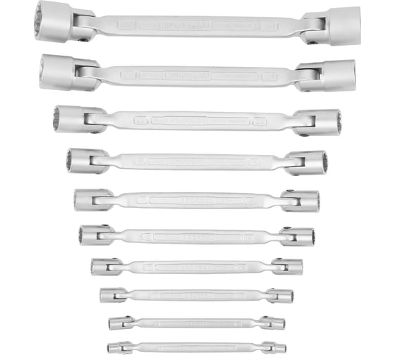 Изображение товара Набор 12-гранных двусторонних шарнирных ключей NORGAU NBS34-010 6x7-30x32 мм, 10 шт. 060510710