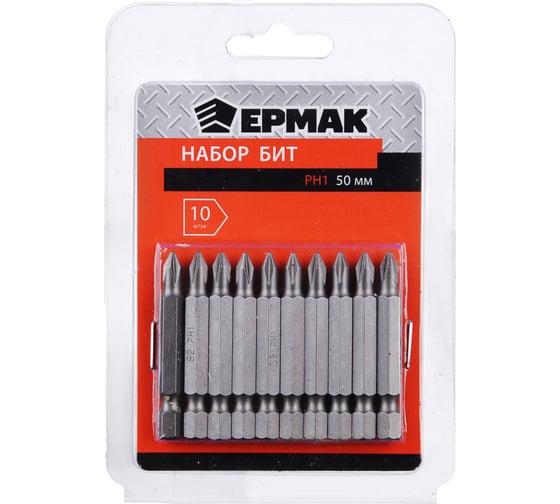 Изображение товара Биты PH1, 50 мм, 10 шт для шуруповерта ЕРМАК 657-032