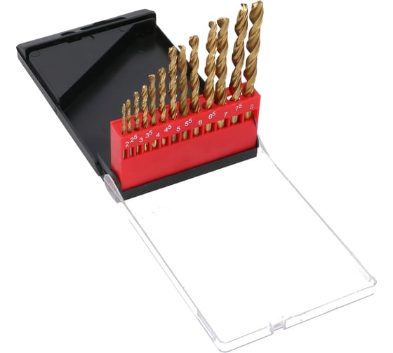 Изображение товара Сверла по металлу 13 шт, 2-8 мм, титановое покрытие FASTER TOOLS 1898