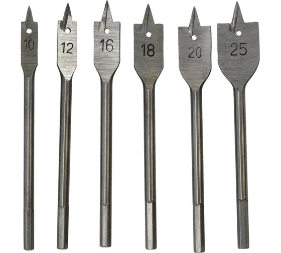 Изображение товара Сверла перовые по дереву 6 шт, 10-25 мм FASTER TOOLS 437