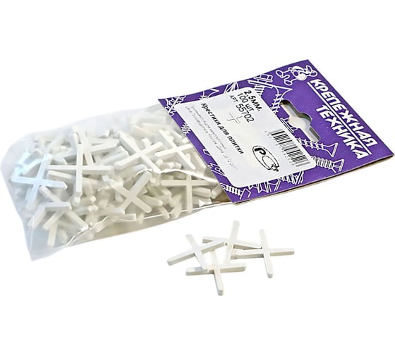 Изображение товара Крестики для кафельной плитки 100 шт, 2.5 мм крепежная техника 55702