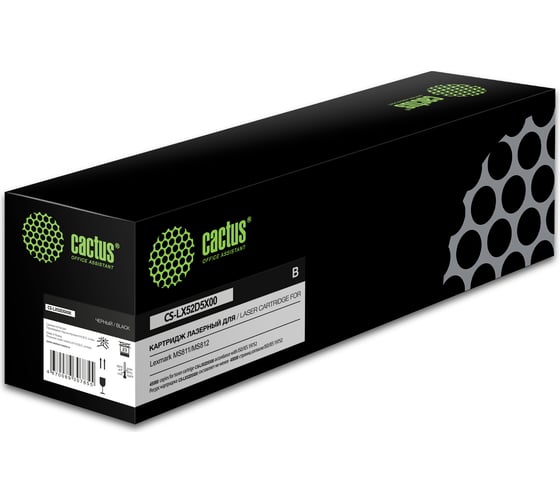 Изображение товара Лазерный картридж Cactus 52d5x00 черный, 45000 страниц, для lexmark ms811/ms812 CS-LX52D5X00 1672225