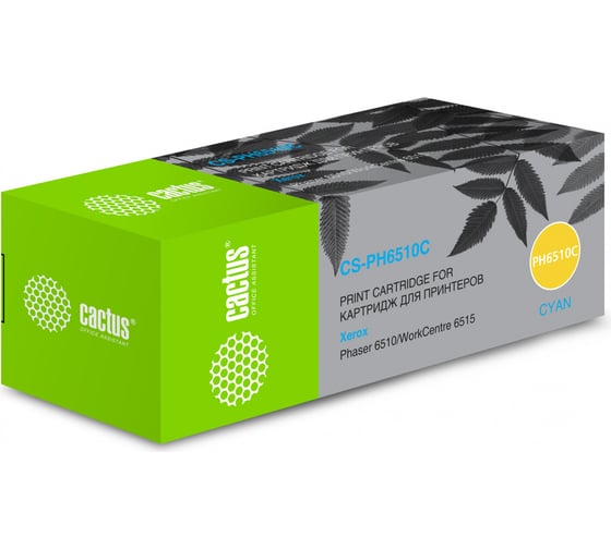 Изображение товара Лазерный картридж Cactus 106r03485 голубой, 2400 страниц, для xerox phaser 6510dn/wc 6515dn CS-PH6510C 1060879