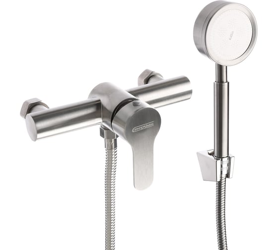Изображение товара Смеситель для душа СоюзКран с душевым набором, керамический картридж 40 мм, нержавеющая сталь SS04-N118 567-096