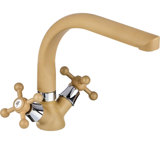 Изображение товара Смеситель для кухни СоюзКран поворотный излив 25 см, керамическая кран-букса 1/2" бежевый, цинк SK01-G208 567-111