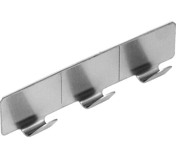 Изображение товара Планка с 3 крючками VETTA самоклеящаяся, 2.5x12 см, нержавеющая сталь 430 440-368