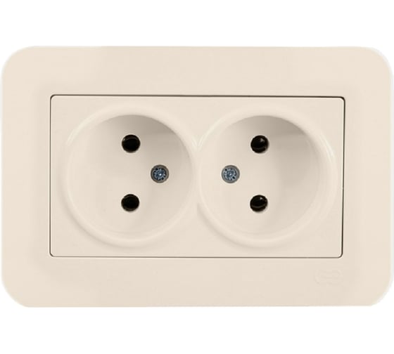 Изображение товара Розетка GUNSAN 2 поста Eqona Radius без заземления крем 16371200-100149