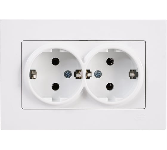 Изображение товара Розетка GUNSAN 2 поста Eqona с заземлением белый 16401100-100150