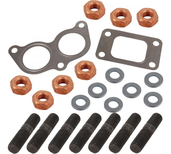 Изображение товара Ремкомплект крепления патрубка выпускного коллектора для а/м КАМАЗ (2 прокладки,шпильки,шайбы, гайки) Riginal RG7403-1118189-01