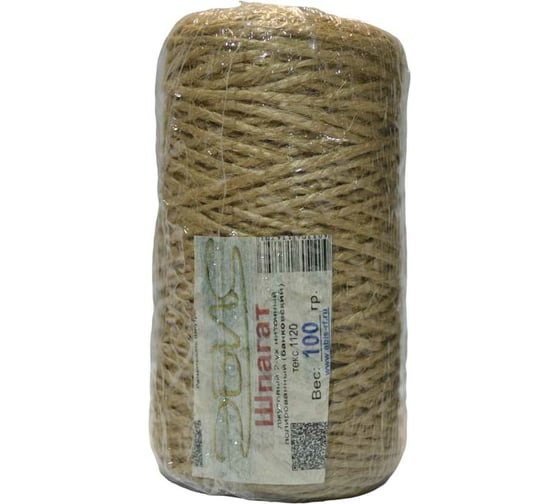 Изображение товара Джутовый полированный (банковский) шпагат Эбис 1120 текс, 100 гр 76285