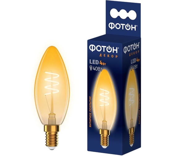 Изображение товара Светодиодная лампа ФОТОН LED FL B35-S 4Вт E14 2200К, теплый свет, 23939