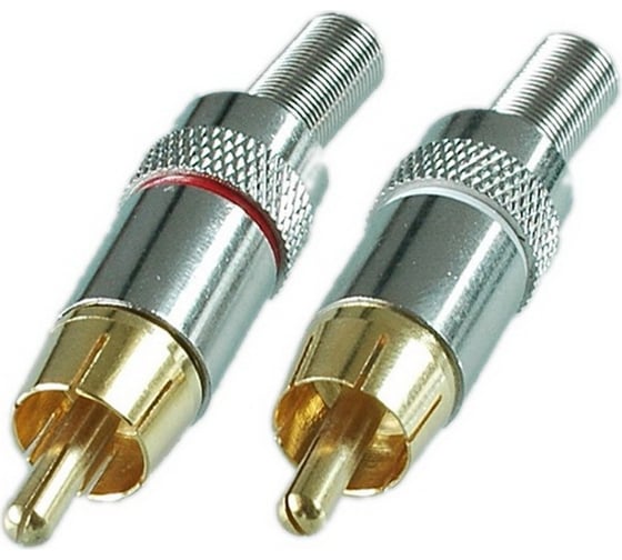 Изображение товара Разъем RCA штекер Pro Legend металл на кабель, красный и белый, Gold, PL2167