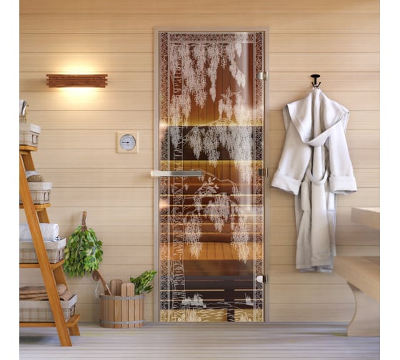 Изображение товара Дверь для бани DoorWood Березка бронза, 2000x800 мм УТ-00014687