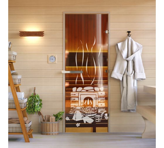 Изображение товара Дверь для бани DoorWood Банька бронза, 1800x700 мм УТ-00014691