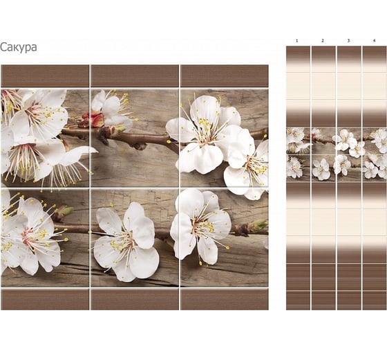 Изображение товара Панель ПВХ КронаПласт Unique сакура, 4 шт. 00-00035646