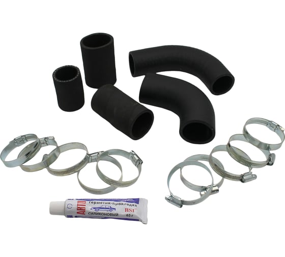 Изображение товара Патрубки радиатора с хомутами и герметиком, к-т 5 шт для а/м ПАЗ-3205 Riginal RG3205-1303000-10