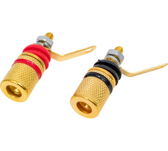 Изображение товара Разъем BANANA гнездо Pro Legend 35мм с изолятором металл на корпус, красный и черный. Кабель до 6.0мм., Gold, P PL2244