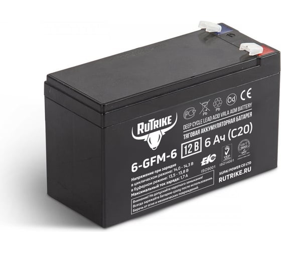 Изображение товара Тяговый аккумулятор Rutrike 6-GFM-6 (12V6A/H C20) 023937