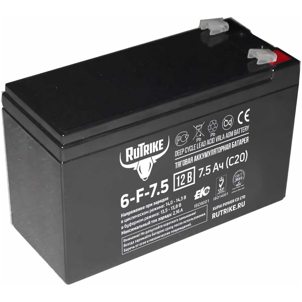 Изображение товара Тяговый аккумулятор Rutrike 6-F-7,5 12V 7.5A/H AGM для штабелеров
