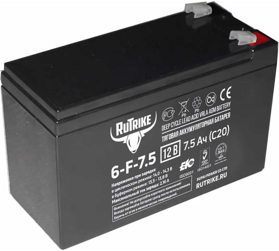 Изображение товара Тяговый аккумулятор Rutrike 6-F-7,5 (12V7,5A/H C20) 023938