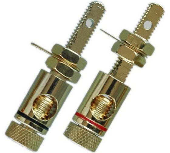 Изображение товара Разъем BANANA гнездо Pro Legend 48мм металл на корпус, красный и черный. Кабель до 10.0мм., Gold, PL2245