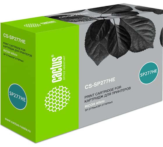 Изображение товара Лазерный картридж Cactus 408160 черный, 2600 страниц, для ricoh aficio sp 277nwx/sp 277sfnwx CS-SP277HE 489830