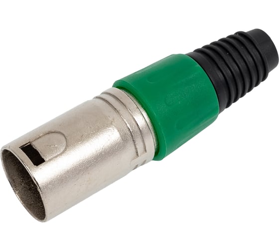 Изображение товара Разъем XLR 3P штекер Pro Legend металл цанга на кабель, зеленый, PL2174
