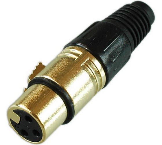 Изображение товара Разъем XLR 3P гнездо Pro Legend металл цанга на кабель, черный, Gold, PL2185