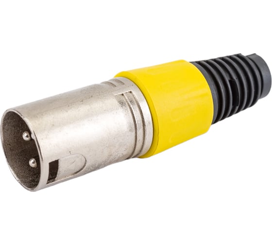 Изображение товара Разъем XLR 3P штекер Pro Legend металл цанга на кабель, желтый, PL2177