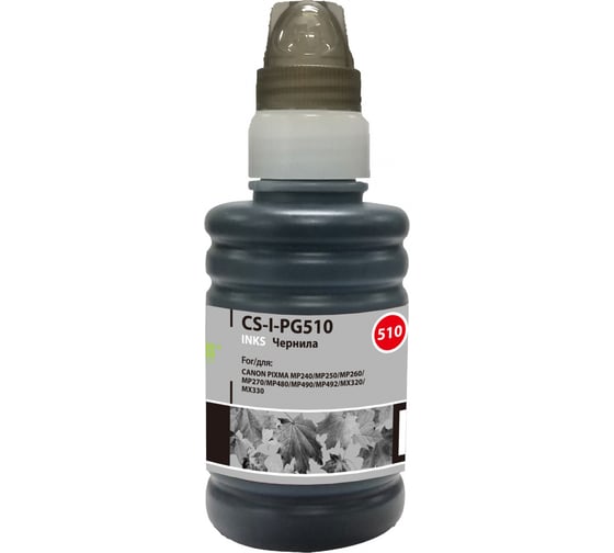 Изображение товара Чернила Cactus черный 100мл для canon pixma mp240/mp250/mp260/mp270 CS-I-PG510 845640