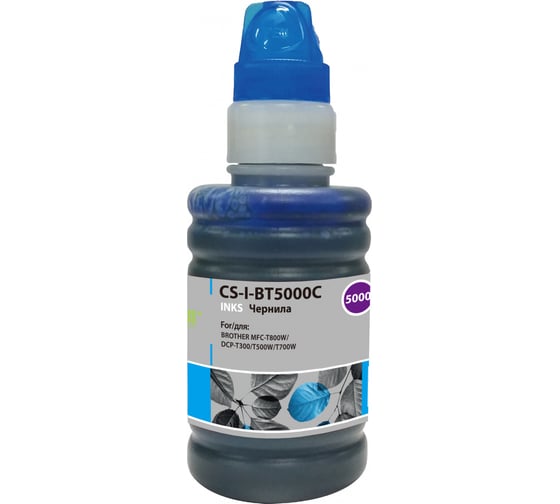 Изображение товара Чернила Cactus голубой 100мл для brother dcp-t300/t500w/t700w/mfc-t800w CS-I-BT5000C 350978