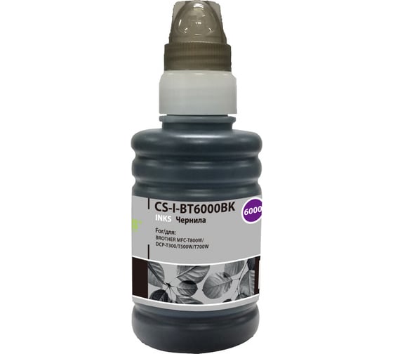 Изображение товара Чернила Cactus черный 100мл для brother dcp-t300/t500w/t700w/mfc-t800w CS-I-BT6000BK 350976