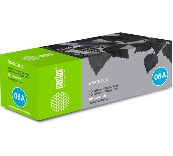 Изображение товара Картридж лазерный CS-C3906A C3906A черный (2500стр.) для HP LJ 5L/6L/3100/3150 Cactus 256649