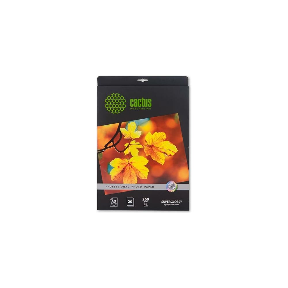 Изображение товара Фотобумага для струйной печати Cactus prof А3 260г/м2 20 листов глянцевая
